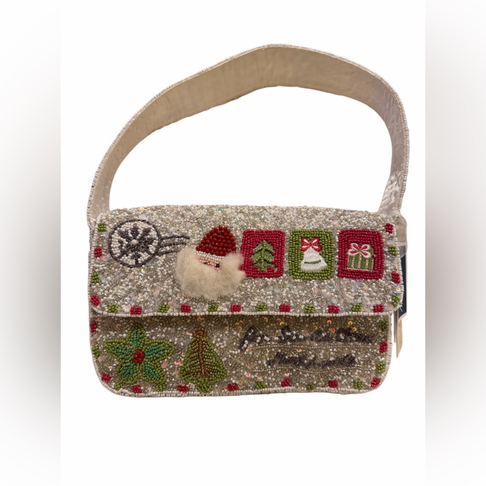 Handcrafted in India Christmas Beaded Handbag